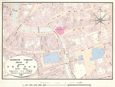 203076 Kadastrale kaart (detail van het kadastrale minuutplan) van de gemeente Utrecht, sectie B, met het gebied tussen ...